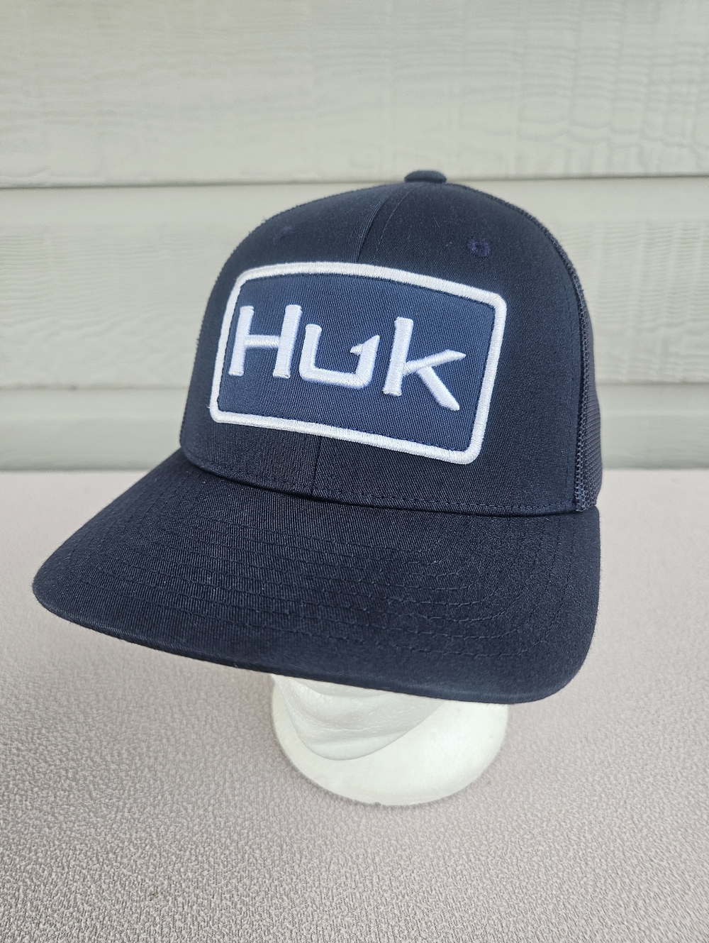 Huk Classic Logo Trucker Hat Navy Blue Snapback Adjustable OS Outdoor Mesh